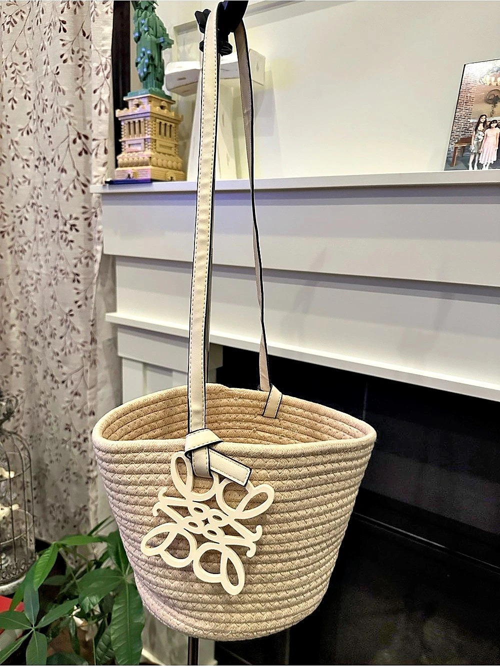 Basket Bag Woven Tote in Beige slightly used
